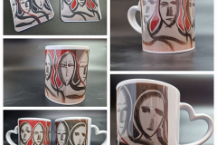 Caneca e porta copos com arte